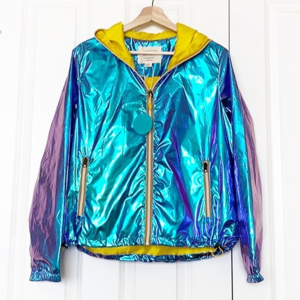 MERMAID IRIDESCENT Hooded Winbreaker Rain Jacket
